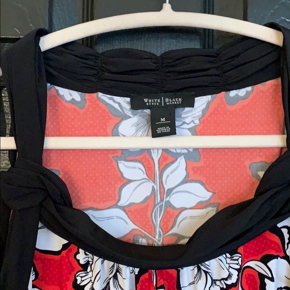 White House Black Market red black blouse M - Picture 2 of 6
